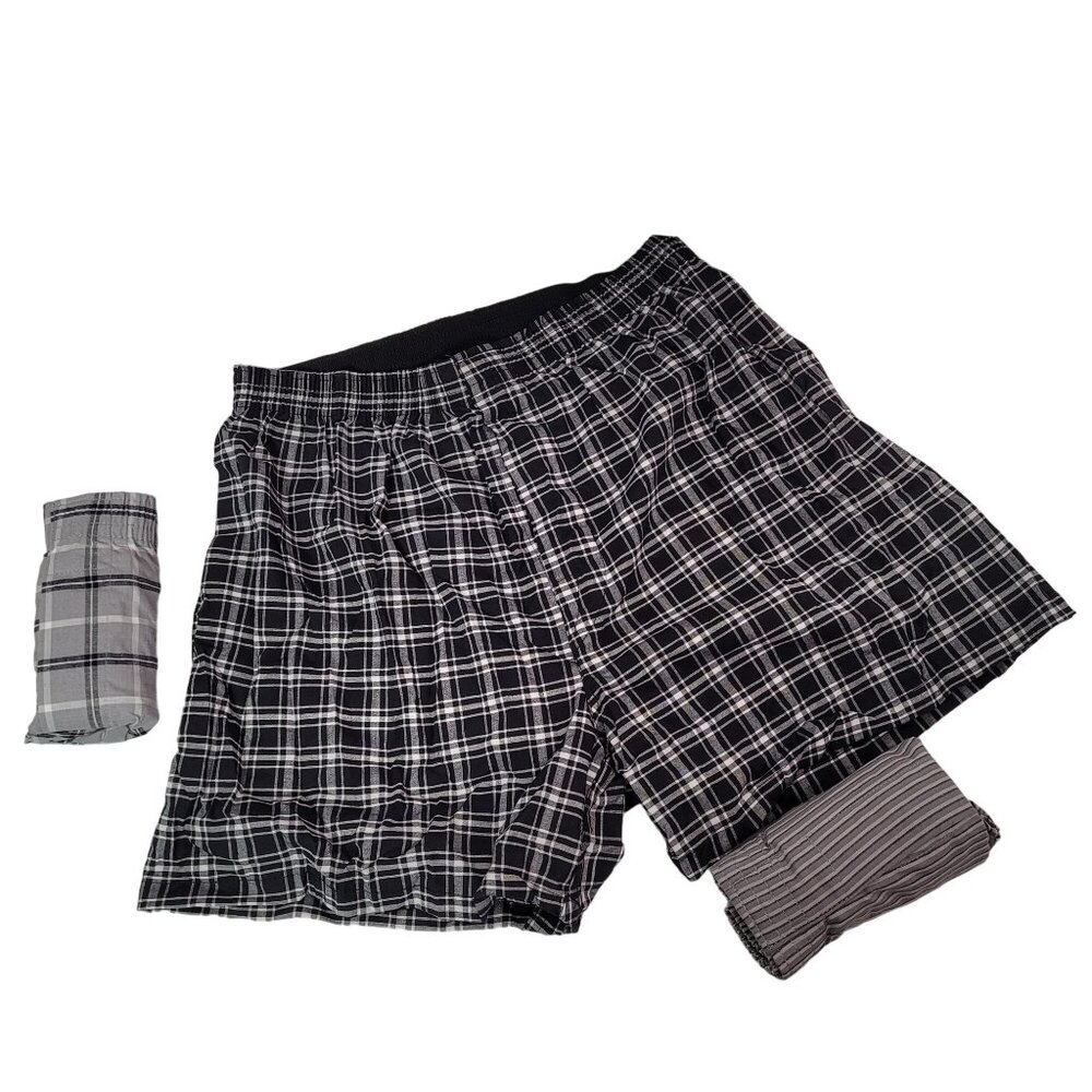 George Men's Woven Paid Boxer Shorts Tag Free Size Medium (32-34) 3-in Pack New - Picture 2 of 12